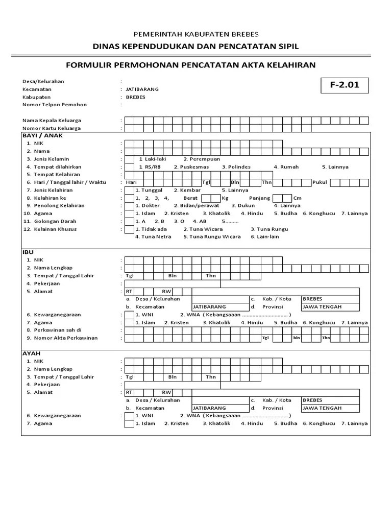 Formulir Akte Kelahiran | PDF