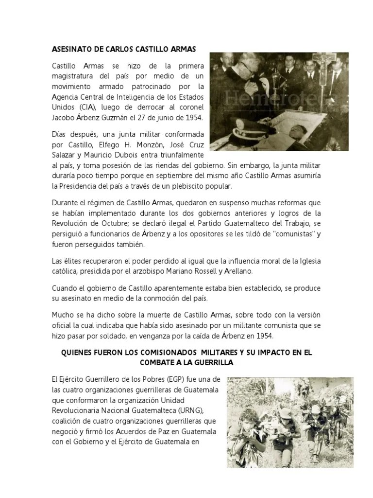 Asesinato De Carlos Castillo Armas | PDF | Guatemala | Gobierno