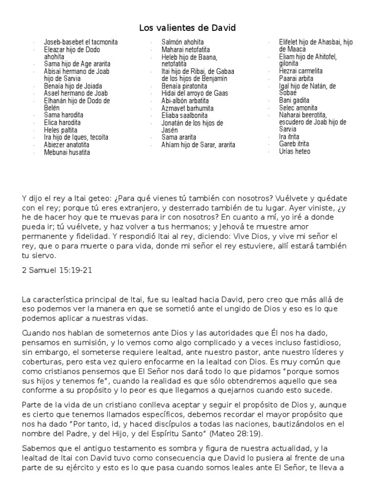 Los Valientes De David Pdf David Textos Religiosos