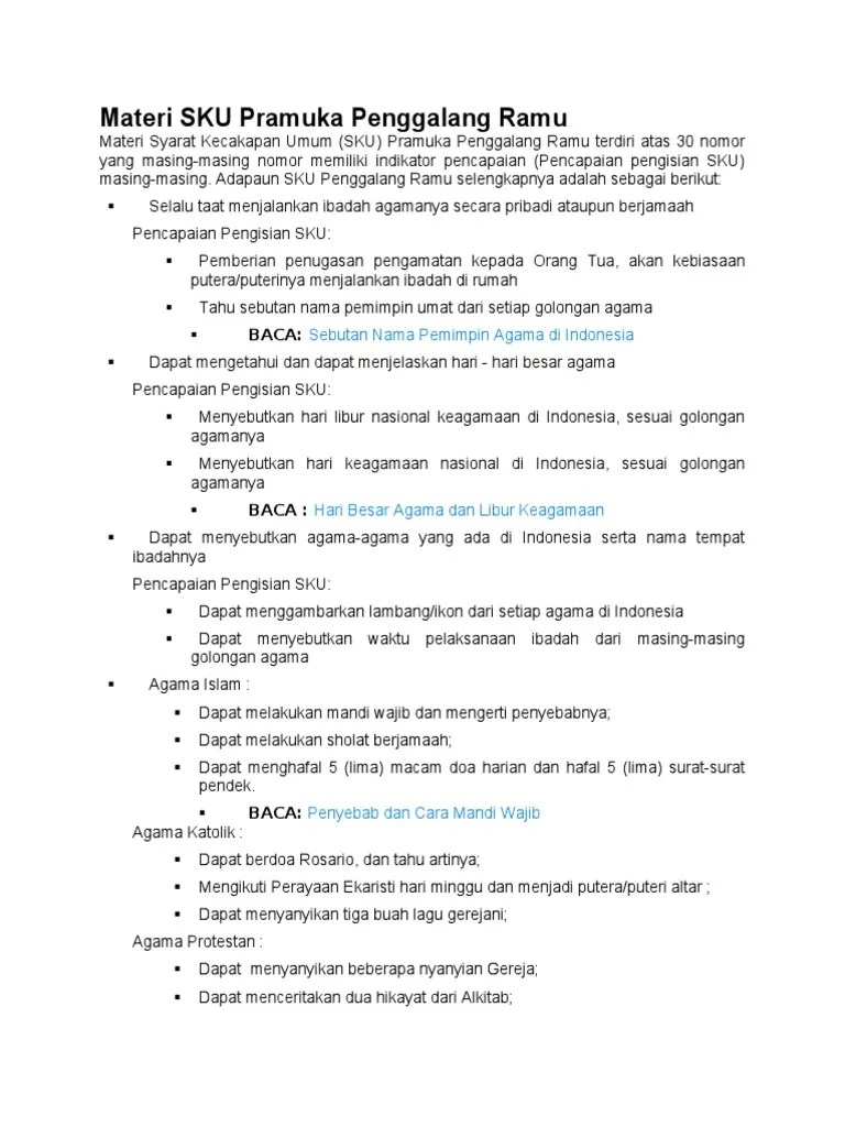 Misalnya, bila uji tentang materi rokhani, maka bisa pada guru agama di kelasnya. Materi Sku Pramuka Penggalang Ramu Pdf