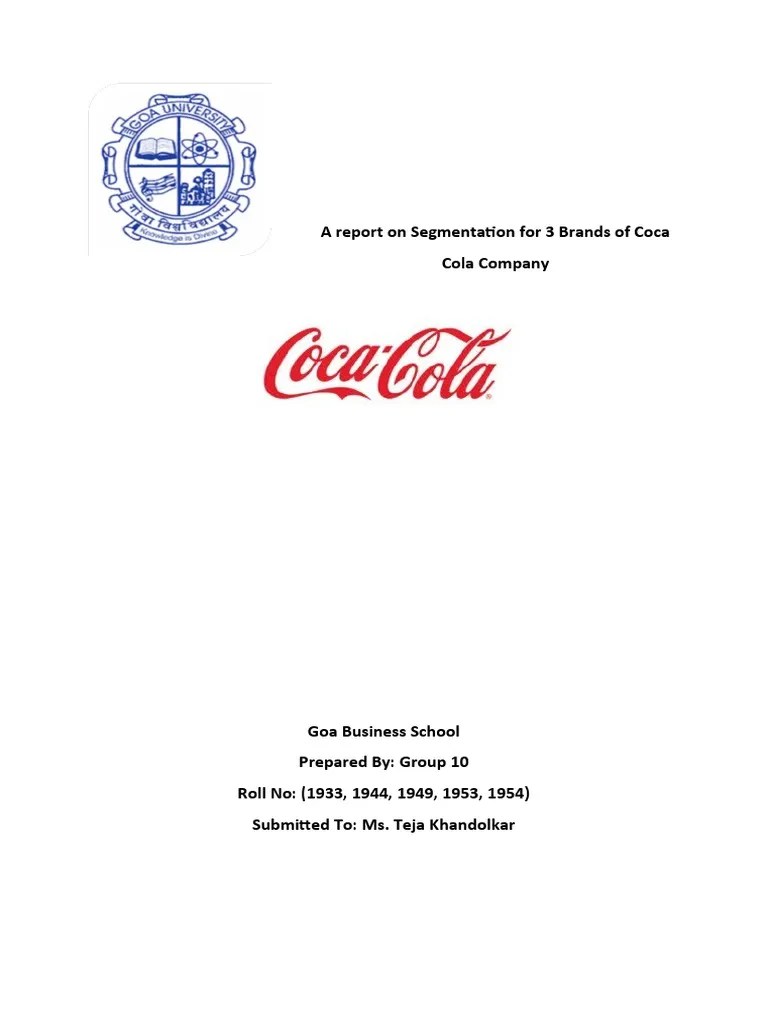 Market Segmentation For Coca | PDF | Coca Cola | The Coca Cola Company