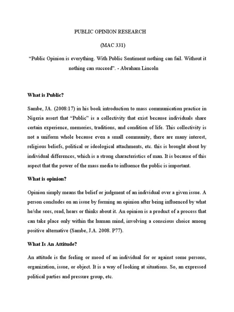 Public Opinion Research | Download Free PDF | Public Opinion | Attitude ...