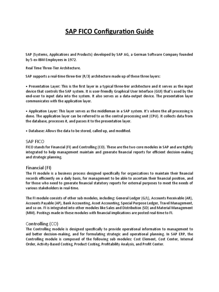 SAP FICO Configuration Guide | PDF | Organizational Structure | Sap Se