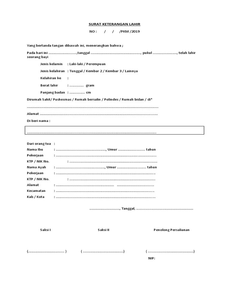 Surat Keterangan Lahir | PDF