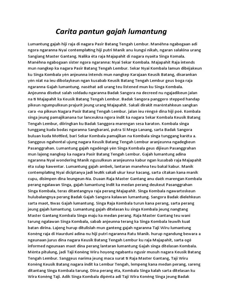 Carita Pantun Gajah Lumantung | PDF