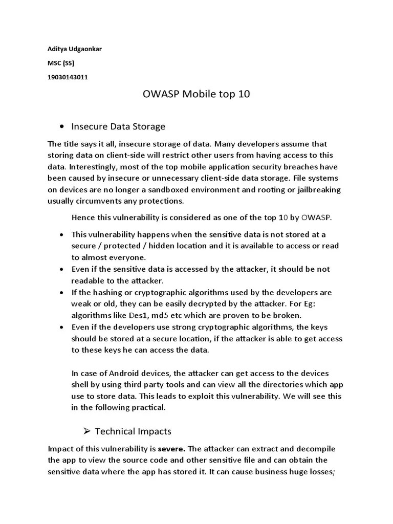 Insecure Data Storage | Download Free PDF | Encryption | Cryptography