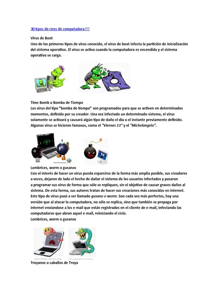 30 Tipos De Virus De Computadora | PDF | Virus De Computadora | Malware