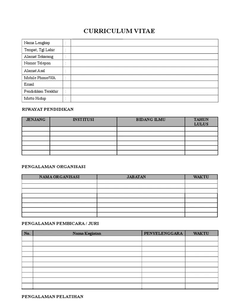 Format CV Kosong | PDF