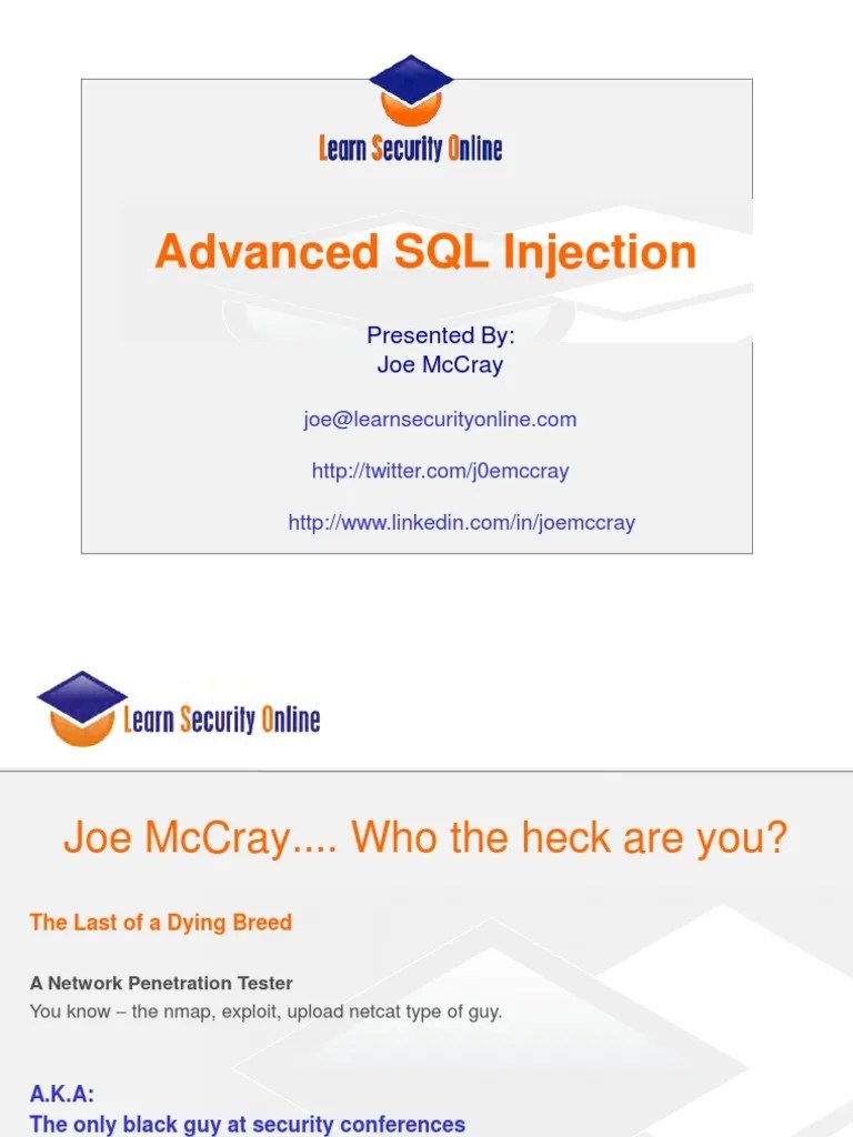Advanced SQL Injection Hacking And Guide | PDF | Microsoft Sql Server ...