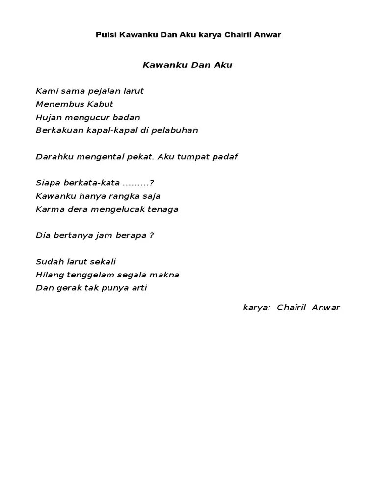 Tema Puisi Aku Karya Chairil Anwar