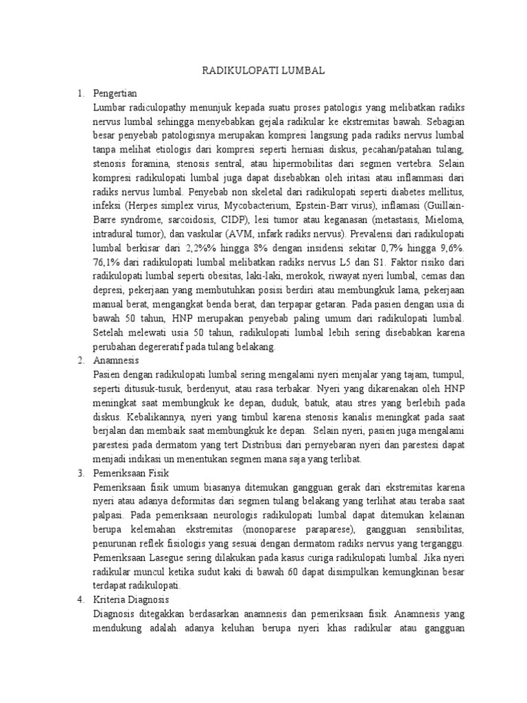 Radikulopati Lumbal | PDF | Sains & Matematika