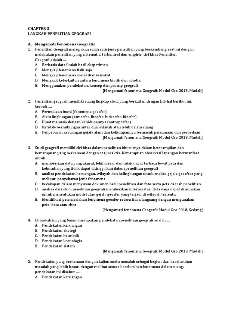 (REVISI) CHAPTER 3 Metode Penelitian Geografi | PDF