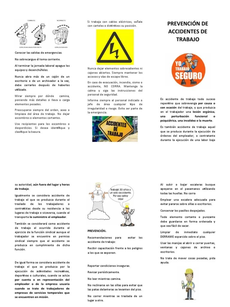 Folletos - Prevencion De Accidentes | PDF | Labor | Empleo