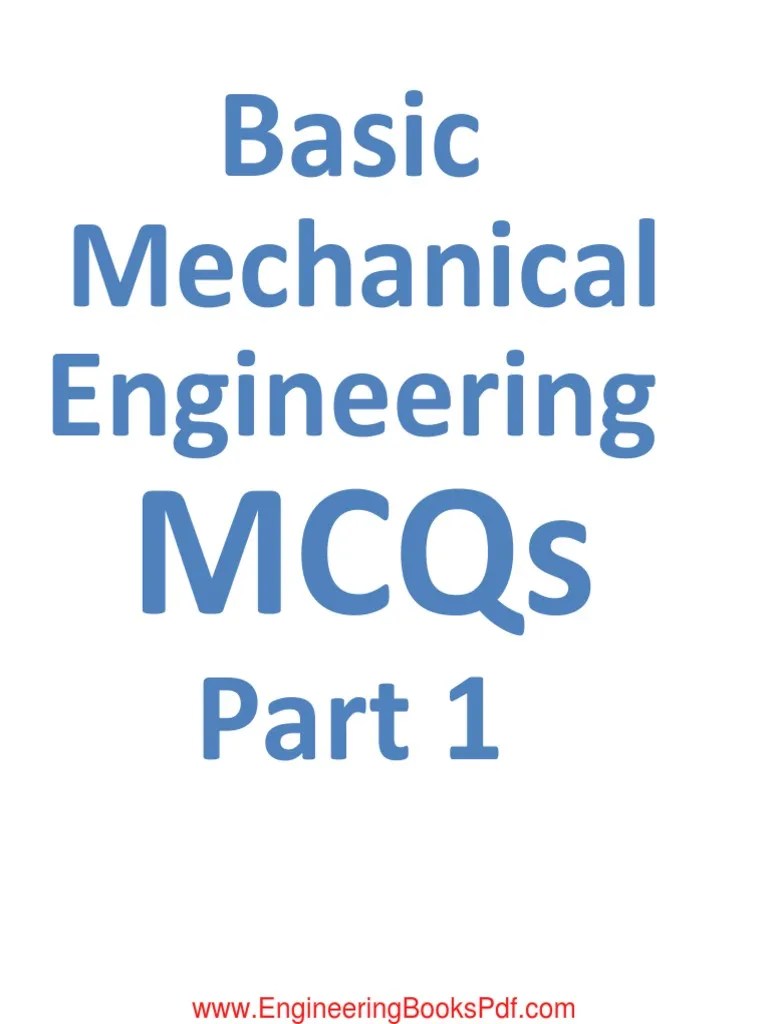 Basic Mechanical Engineering MCQs Part | PDF | Gear | Strength Of Materials