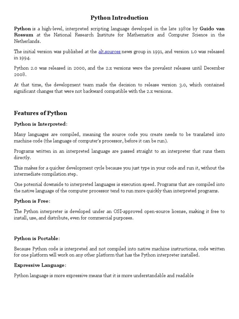Python Programming Unit 1 Notes | PDF | Data Type | Python (Programming ...
