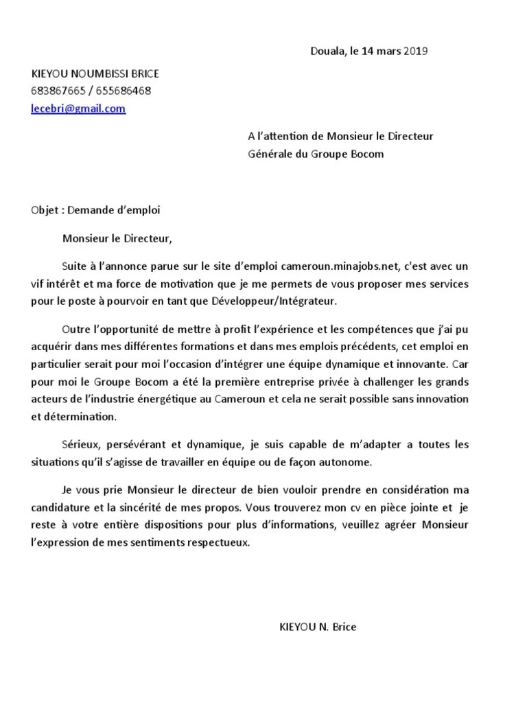 Check spelling or type a new query. Exemple De Demande D Emploi Au Cameroun