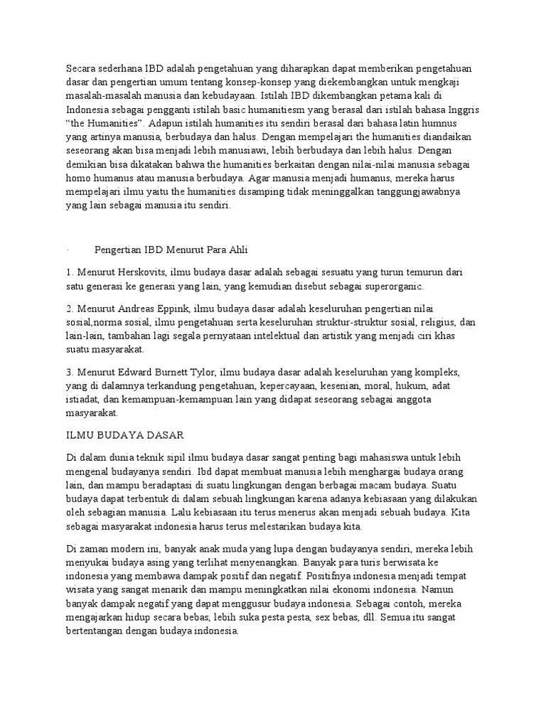 Ilmu Budaya Dasar Definisi Menurut para Ahli | PDF