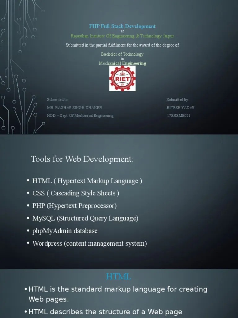 PHP Full Stack Development | Download Free PDF | Html | Word Press