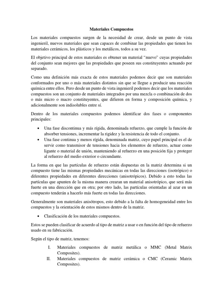 Materiales Compuestos | PDF | Material Compuesto | Hormigón