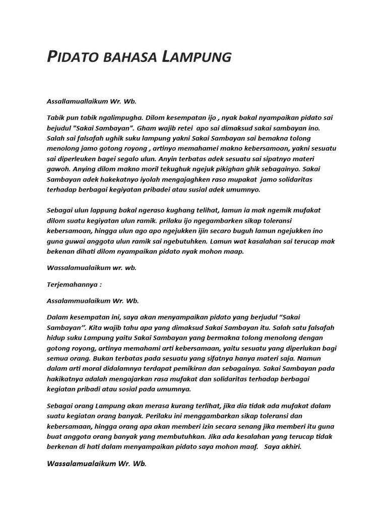 Pidato Bahasa Lampung | PDF