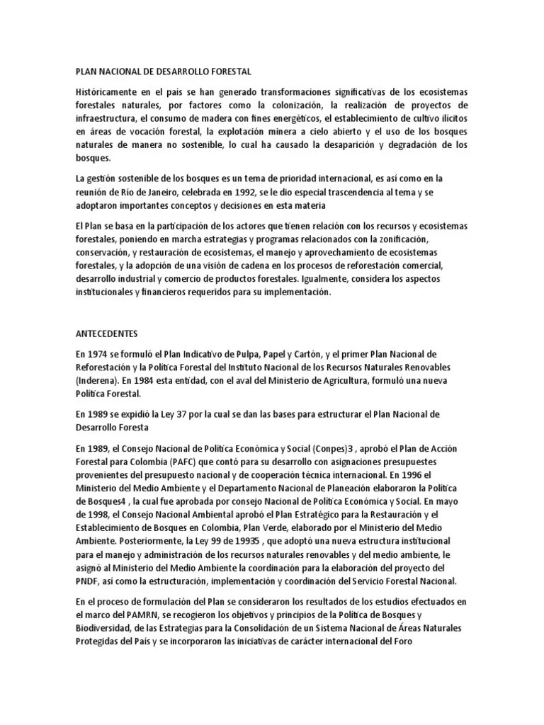 Plan Nacional De Desarrollo Forestal | PDF | Los Bosques | Biodiversidad