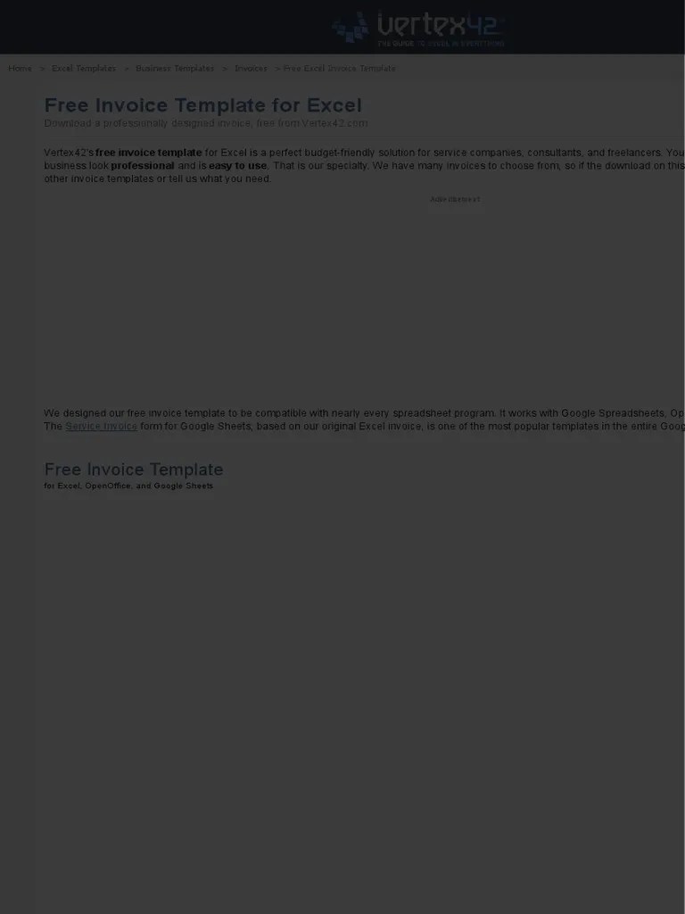 Free Invoice Template For Excel Microsoft Excel Invoice