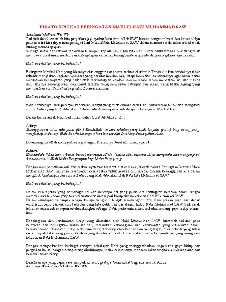 Idoc - Pub - Pidato Singkat Peringatan Maulid Nabi Muhammad Saw | PDF