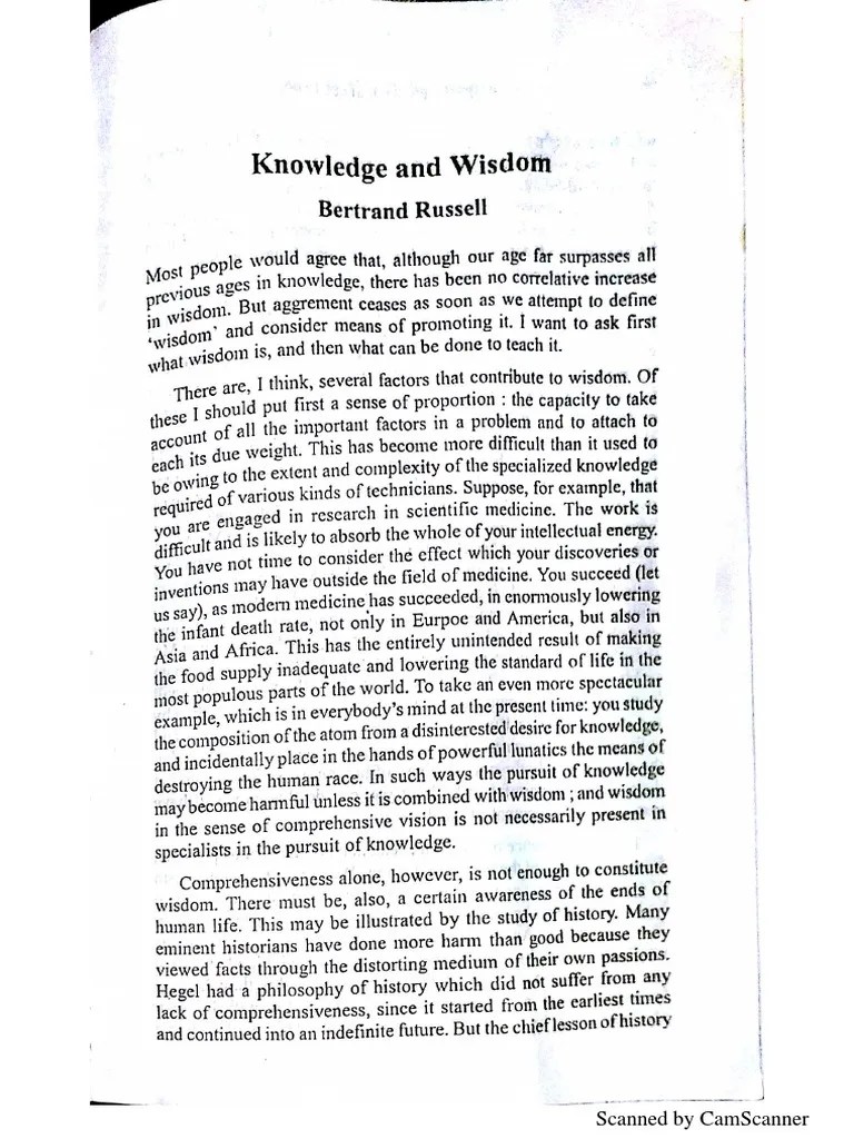 Knowledge And Wisdom By Bertrand Russell | PDF