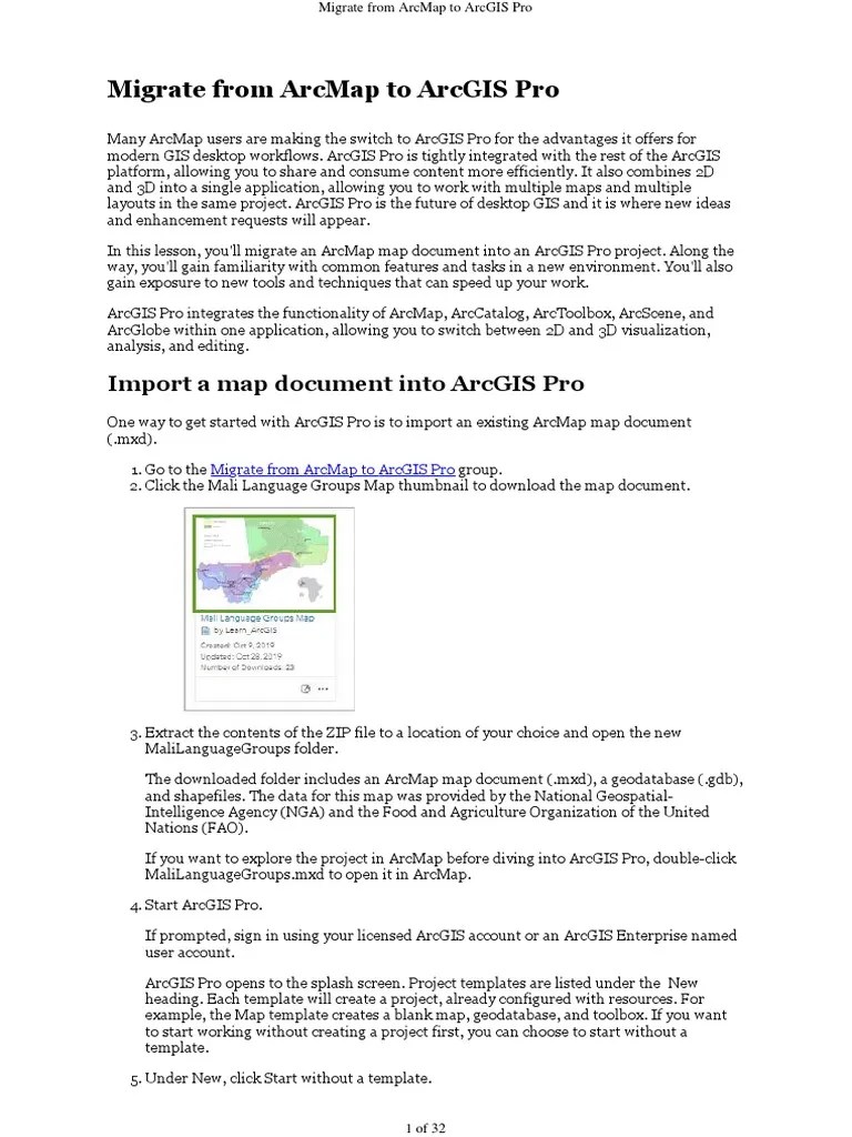 Day 1 - Migrate From ArcMap To ArcGIS Pro PDF | PDF | Arc Gis | Application Software