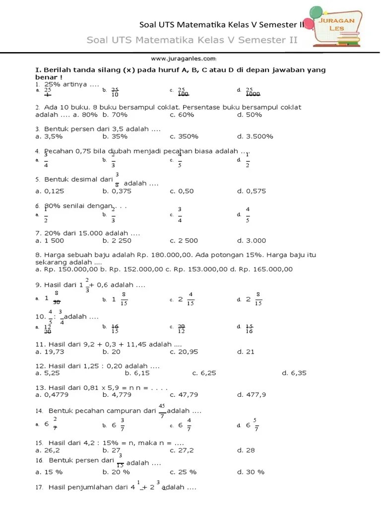 Soal UTS Matematika Kelas 5 Semester 2-Dikonversi | PDF