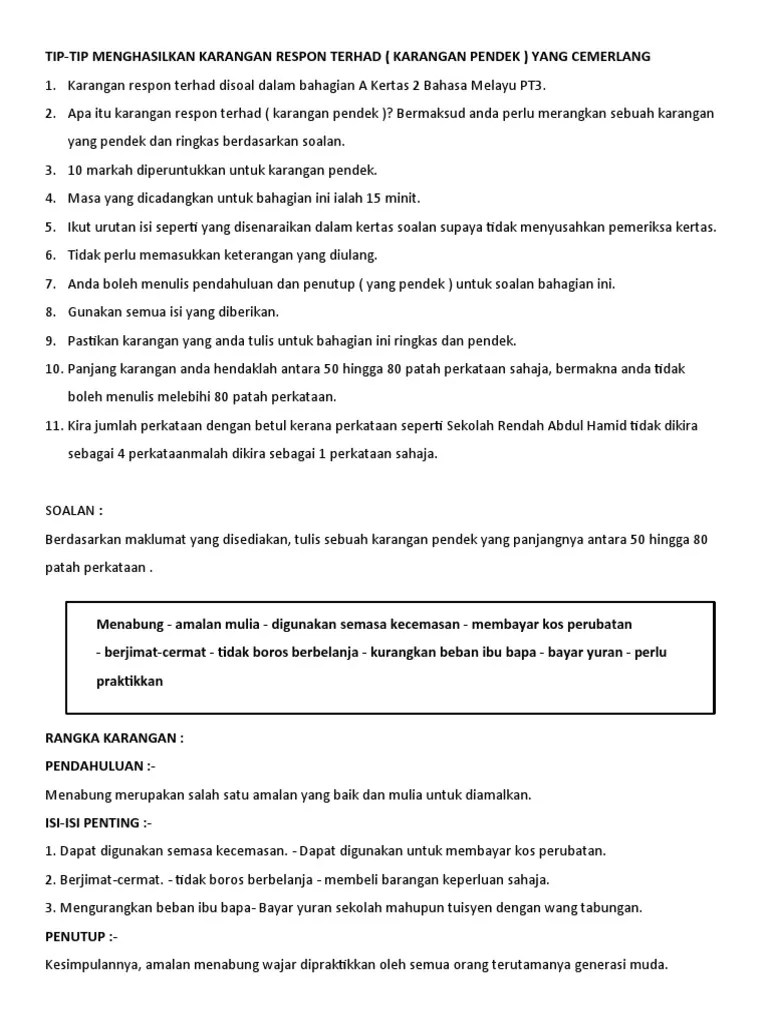 Kebersihan dan kesihatan karangan pendek (pt3). Karangan Pendek Pt3 Tema Berjimat Cermat Pdf