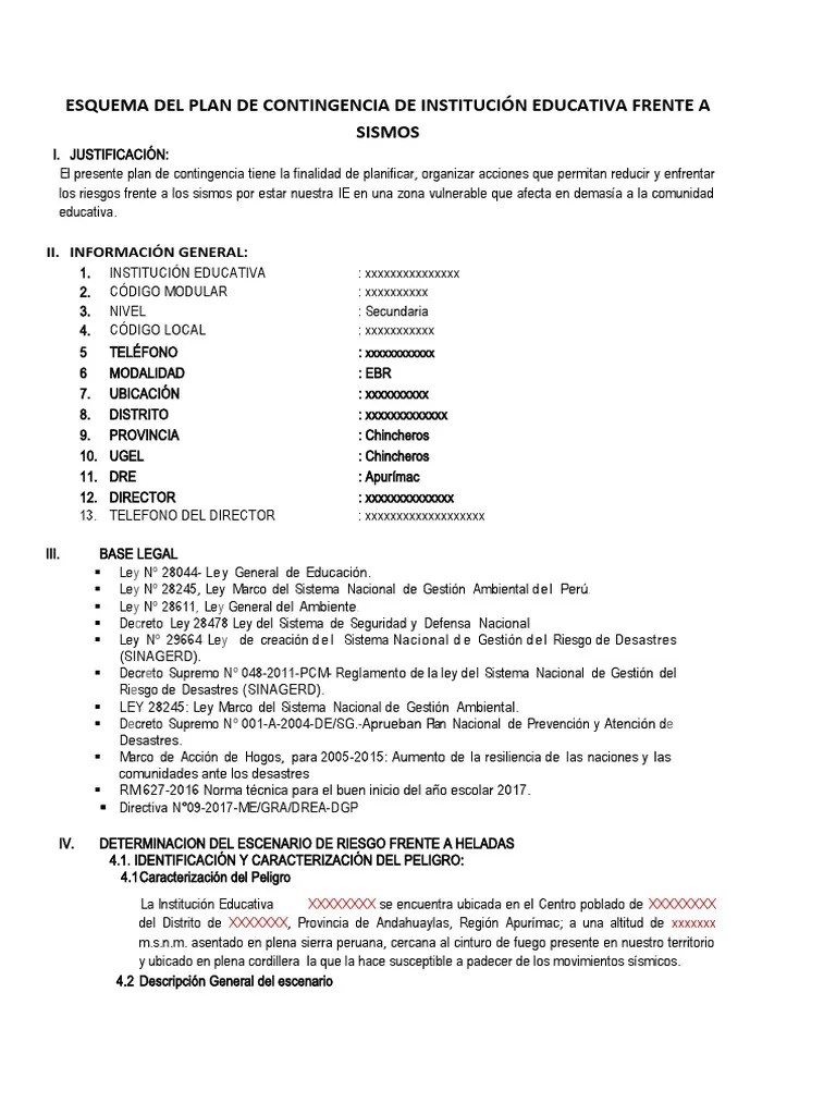 Esquema Plan De Contingencia Sismo Ii. | PDF | Primeros Auxilios ...