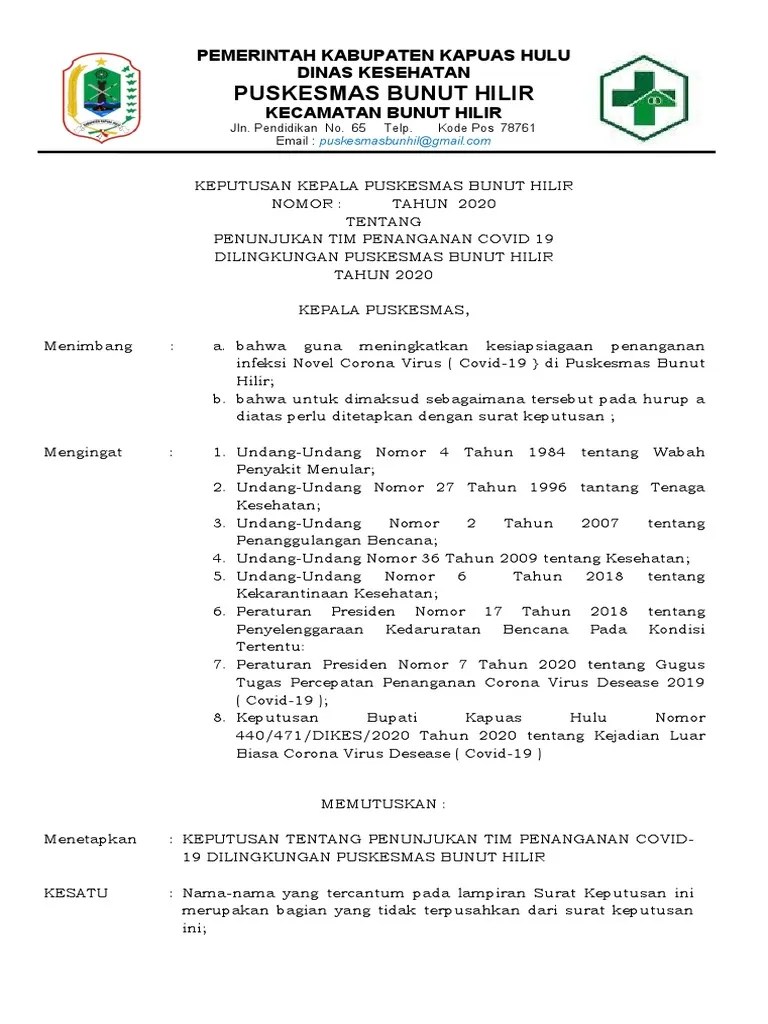 Sk tim pelaksana vaksinasi dalam rangka. Sk Tim Covid 19 Pdf