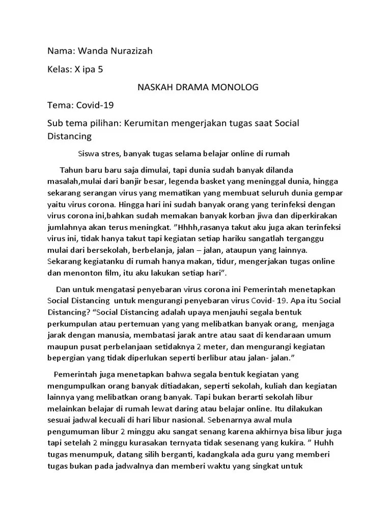 Contoh Monolog Singkat Tentang Sekolah Masnurul Contoh naskah drama monolog 1 orang judul.