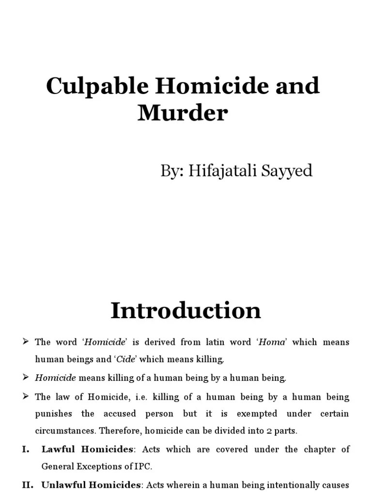 Culpable Homicide And Murder | PDF | Murder | Crime & Violence