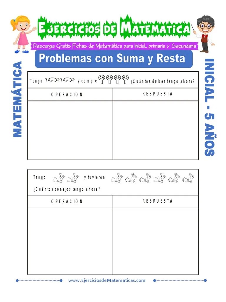 Ejercicios De Operaciones Con Suma Y Resta Para Niños De 5 Años | PDF