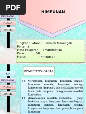 Himpunan smp kelas vii kurikulum 2013 nova amalia 06081181320033 fakultas keguruan dan ilmu pengetahuan universitas sriwijaya definisi jenis himpunan . 3 4 Himpunan Kelas Vii Smp Tia Agustina Nasution 17029048 Pdf