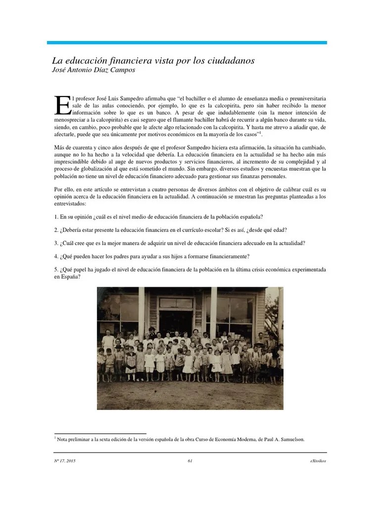 La Educación Financiera PDF | PDF | Educación Financiera | Plan De Estudios