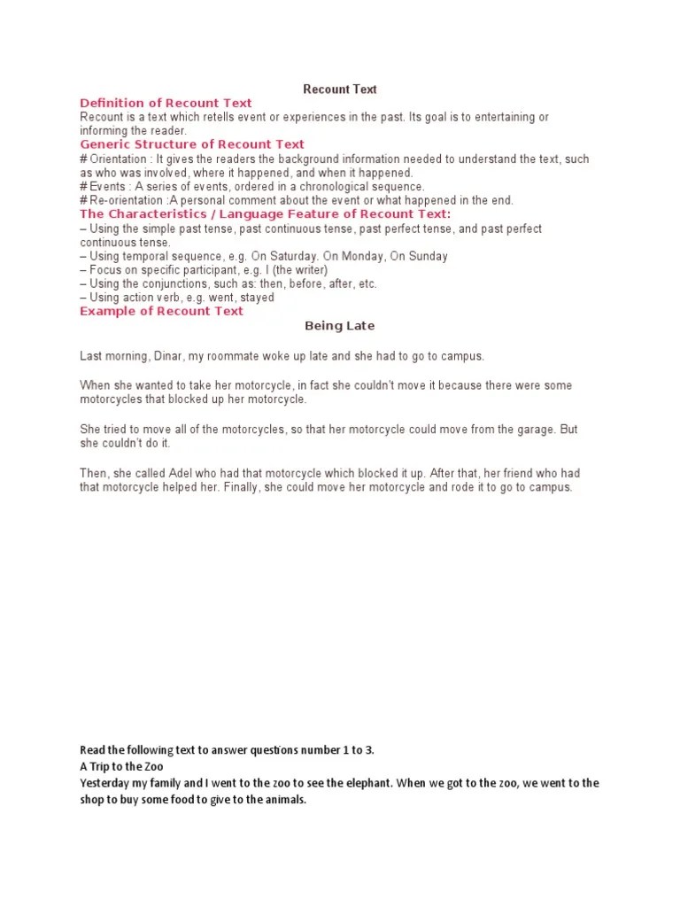 Materi Recount Text | PDF | Zoo | Grammatical Tense