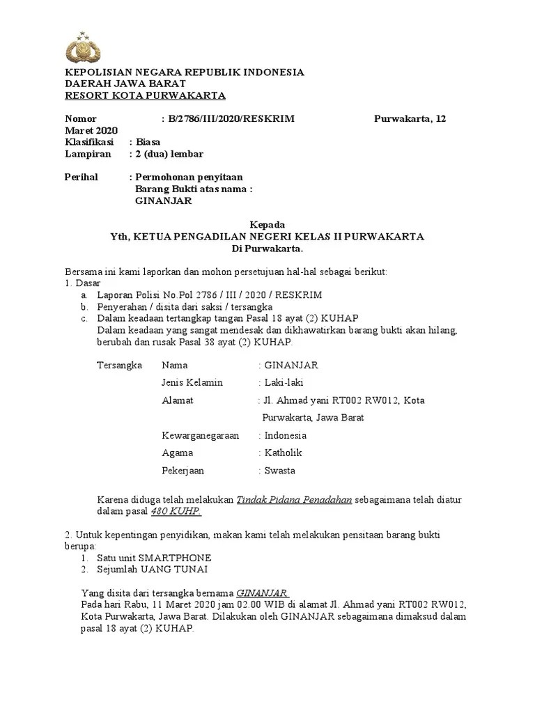 Surat Permohonan Pengadilan | PDF