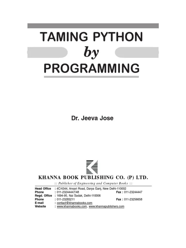 TAMING PYTHON By PROGRAMMING | PDF | Method (Computer Programming ...