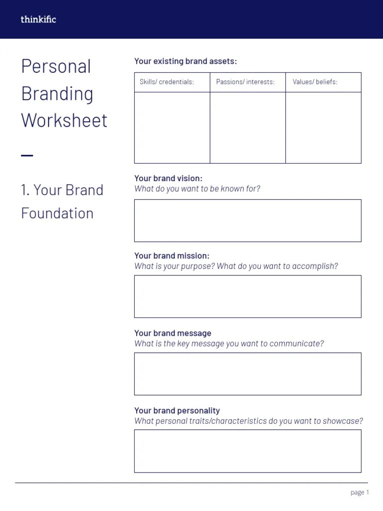 Personal branding worksheet