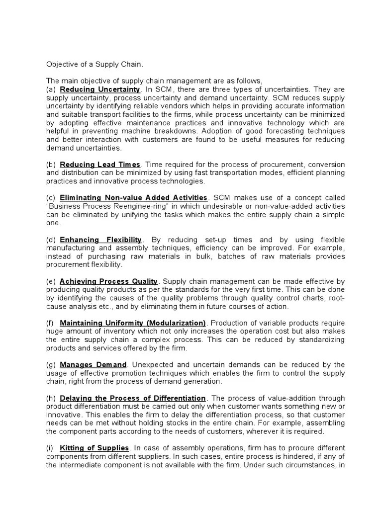Objective Of A Supply Chain | PDF | Supply Chain | Business Economics