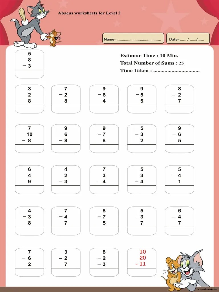 justworksheet abacus worksheets for level 2 1 pdf pdf