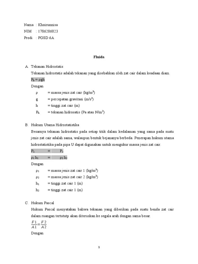 Fluida - Khoirunnisa (PGSD 6A) | PDF
