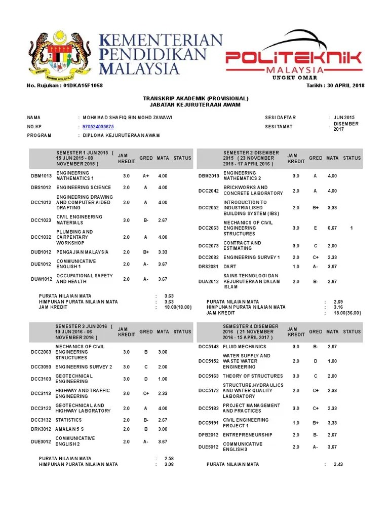 Pembentangan latihan industri · documents . Transkrip Bm Provisional Pelajar 01dka15f1058 Pdf Pdf Science Engineering