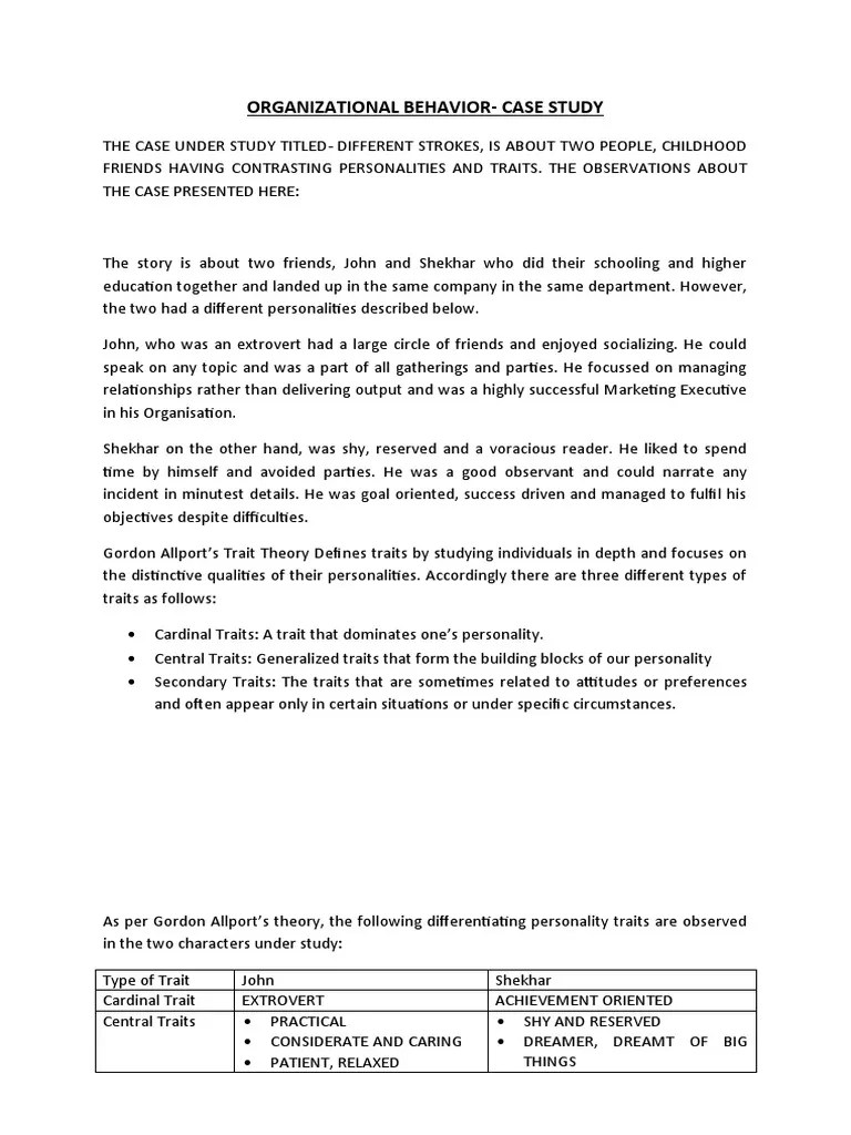 Organization Case Study | PDF | Extraversion And Introversion | Goal