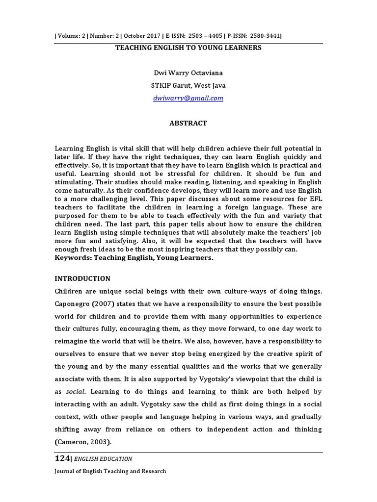 Teaching English To Young Learners | PDF | Vocabulary | Teachers
