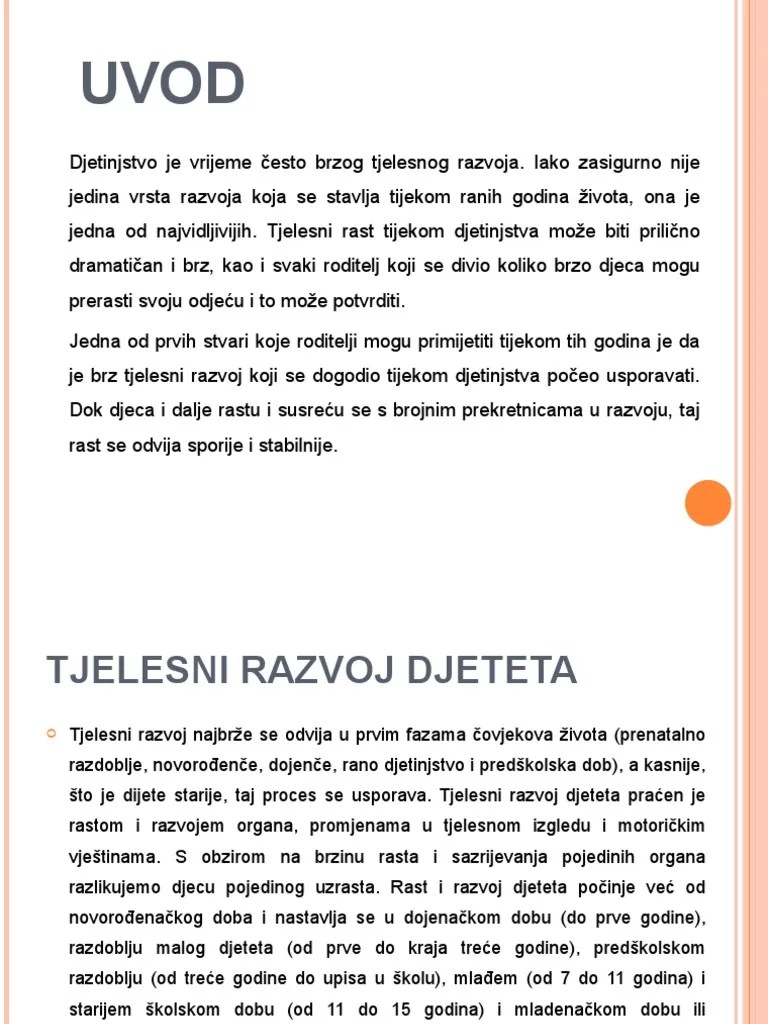 Tjelesni Razvoj Djece | PDF