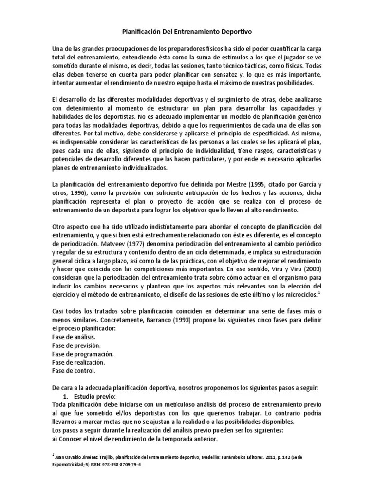 Planificación Del Entrenamiento Deportivo | PDF | Planificación | Músculo